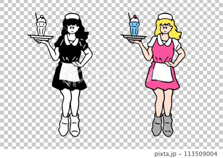 一個女人拿著凍糕的插畫素材 113509004