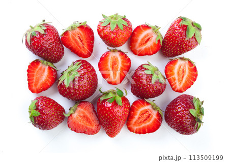 Beautiful strawberries isolated on white 113509199