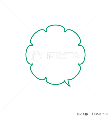 シンプルな緑色もこもこ吹き出し_右向き単品 113509300