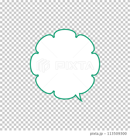 Simple green fluffy speech bubble_right facing single item Simple green fluffy speech bubble_right facing single item 113509300