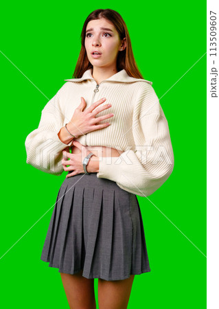 Woman in Skirt Posing for a Picture Woman in Skirt Posing for a Picture 113509607