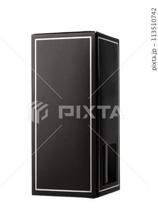 Vertical paper cardboard box for bottle packaging isolated on white 113510742