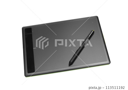 Graphic tablet with pen for illustrators and designers, isolated on white background Graphic tablet with pen for illustrators and designers, isolated on white background 113511192