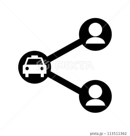 ライドシェアの白黒ピクトグラム ライドシェアの白黒ピクトグラム 113511362