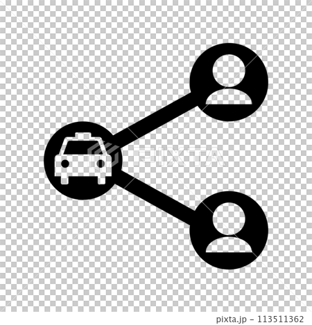 ライドシェアの白黒ピクトグラム ライドシェアの白黒ピクトグラム 113511362