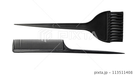 Black plastic hair comb isolated on white background 113511408