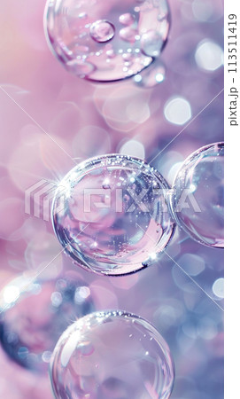 透明感のあるエアーバブルのアブストラクト背景素材 113511419