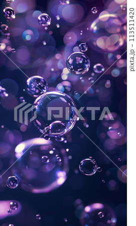 透明感のあるエアーバブルのアブストラクト背景素材 113511420