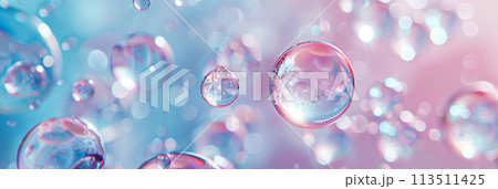 透明感のあるエアーバブルのアブストラクト背景素材 113511425