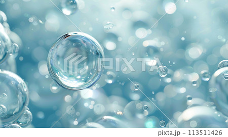 透明感のあるエアーバブルのアブストラクト背景素材 113511426