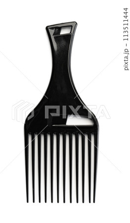 Black plastic hair comb isolated on white background 113511444