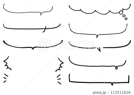 横長のシンプルな手描きの吹き出しセット 113511626