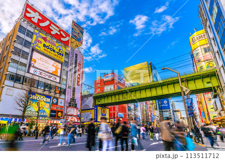 日本の東京都市景観 外国人観光客らで賑わう秋葉原の歩行者天国などを望む=18日 日本の東京都市景観 外国人観光客らで賑わう秋葉原の歩行者天国などを望む=18日 113511712