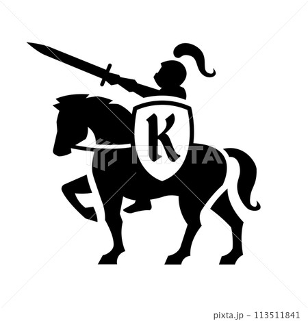 Knight with a sword on horseback. Knight with a sword on horseback. 113511841
