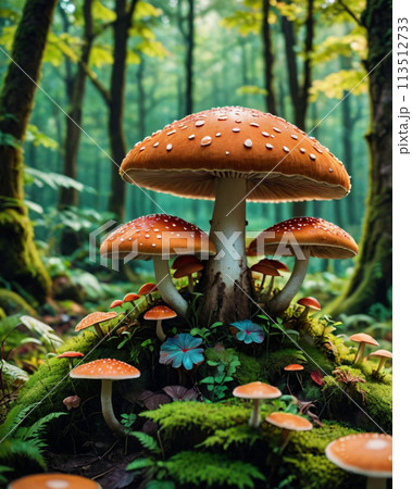 きのこの森のイラスト素材 [113512733] - PIXTA 