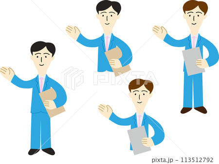 お客様を案内する男性会社員のイラスト お客様を案内する男性会社員のイラスト 113512792