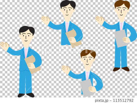 お客様を案内する男性会社員のイラスト お客様を案内する男性会社員のイラスト 113512792