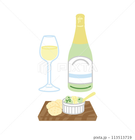ワインとおつまみのイラスト（カラー） 113513719