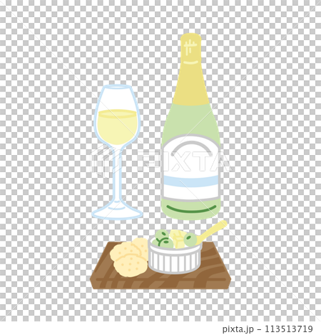 ワインとおつまみのイラスト（カラー） 113513719