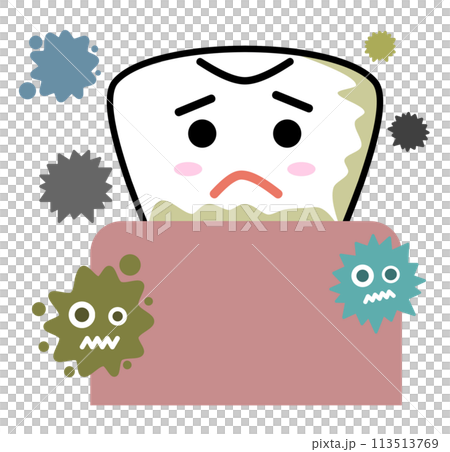 牙齒和牙齦沾有細菌和齲齒的插圖 牙齒和牙齦沾有細菌和齲齒的插圖 113513769