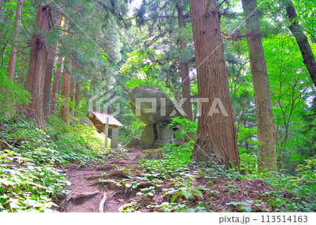 東北・遠野・続石・遠野物語の逸話を探して山道を登り、やっと出会えた続石のイメージ・岩手県遠野市(2) 113514163