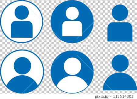 Person pictogram silhouette icon upper body avatar circle set 113514302