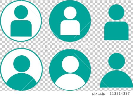 Person pictogram silhouette icon upper body avatar circle set 113514357