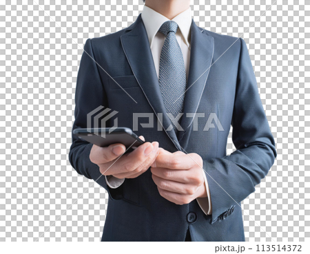 スマホを持つビジネスマン 113514372