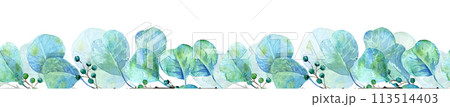 eucalyptus branch with hearth drawn in watercolor, seamless pattern, for cards, text, wallpaper 113514403