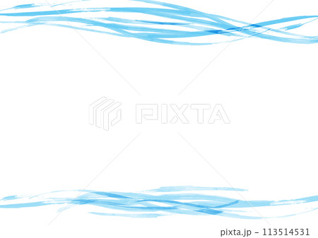 爽やかな水色の水彩フレーム04 113514531