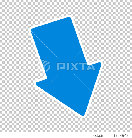 一個簡單的藍色箭頭,對角線向下,帶有白色邊框 - 下降、下降、降價的圖像材料 一個簡單的藍色箭頭,對角線向下,帶有白色邊框 - 下降、下降、降價的圖像材料 113514648