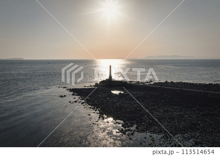 瀬詰崎の夕陽 早崎海峡 長崎 口之津 瀬詰崎の夕陽 早崎海峡 長崎 口之津 113514654