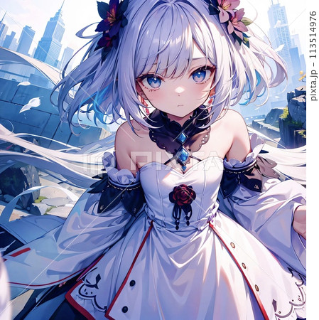 美少女 イラスト 銀髪 ショートヘアーのイラスト素材 [113514976 美少女 イラスト 銀髪 ショートヘアーのイラスト素材 [113514976