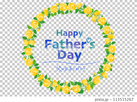 father's day yellow rose circular frame illustration 113515267