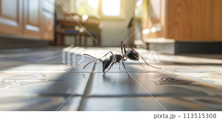 Close up of an ant on the kitchen floor 113515308