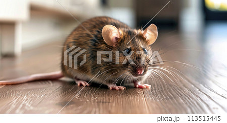 Close-up of a mouse on the kitchen floor Close-up of a mouse on the kitchen floor 113515445