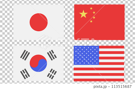 Asian and American flags Asian and American flags 113515687