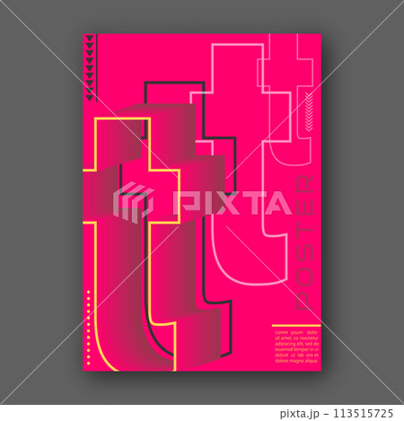 Stylized lowercase letter T. Template for poster, poster, cover, interior design. The idea of creative design 113515725