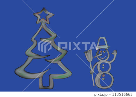 Beautiful Christmas tree and joyful snowman. 113516663