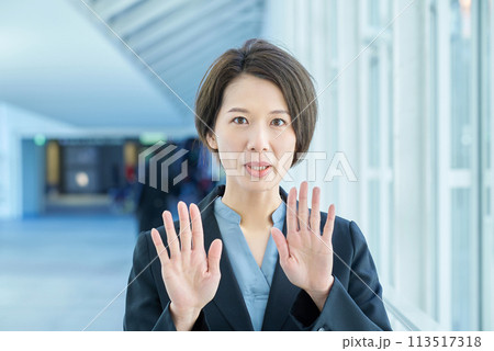 拒絶のポーズをするビジネスウーマン 113517318
