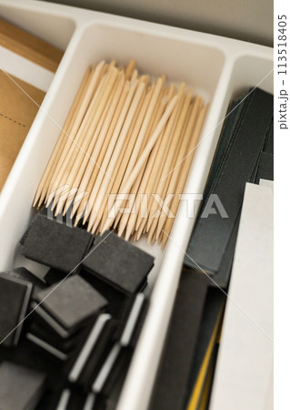 Professional set of manicure or pedicure tools top view 113518405