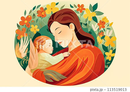 A woman is holding a baby in her arms. 113519013