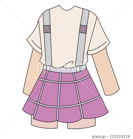 Clothes and accessories. Fashion female shirt and jacket, suit and skirt illustration 113519519