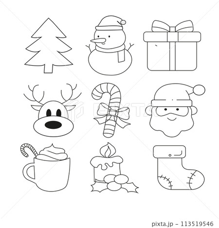 Christmas icons set. Vector illustrations.のイラスト素材 [113519546] - PIXTA