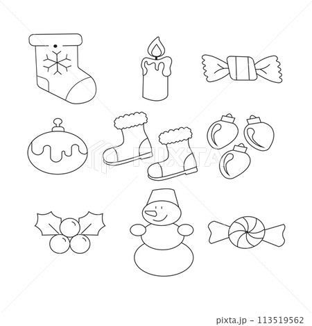 Christmas icons set. Vector illustrations. 113519562