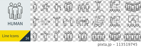 ベクターの人々の線画アイコンセット ベクターの人々の線画アイコンセット 113519745