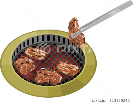 肉を焼いているイラスト 113520249