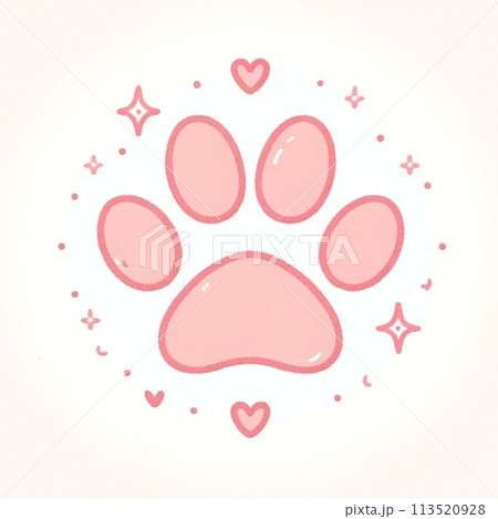 ピンクの肉球マーク ピンクの肉球マーク 113520928