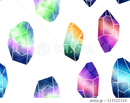 神秘的な宝石の水彩イラスト。（シームレス）のイラスト素材