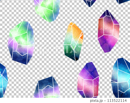 神秘的な宝石の水彩イラスト。（シームレス）のイラスト素材